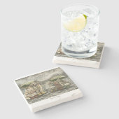 Still Together Whimsical Farmhouse Animals Rainy Steinuntersetzer (Seitenansicht)