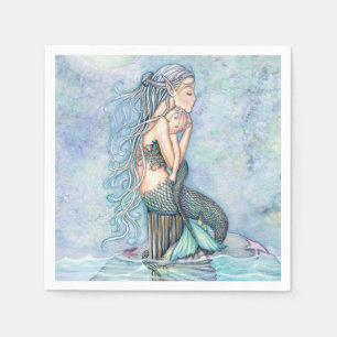 Still Waters Mutter und Baby Meerjungfrauen Papier Serviette
