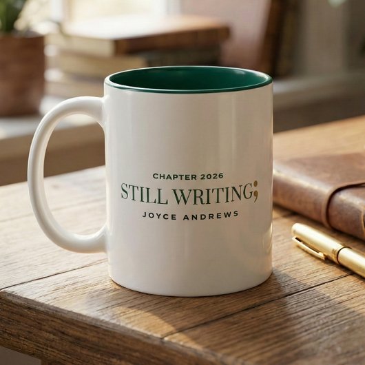 Still Writing Semicolon Custom Recovery Green Zweifarbige Tasse