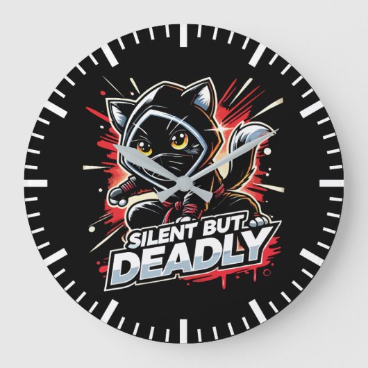Stille, aber tödlich - Niedliche Funny Ninja Cat Große Wanduhr (Vorderseite)