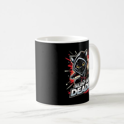 Stille, aber tödlich - Niedliche Funny Ninja Cat Kaffeetasse (VorderseiteRechts)