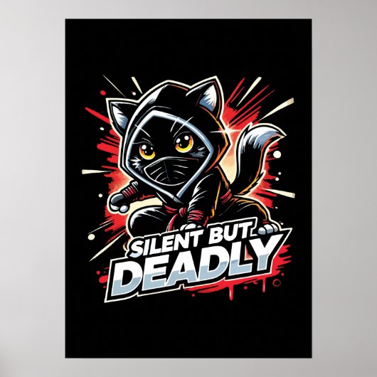 Stille, aber tödlich - Niedliche Funny Ninja Cat Poster (Vorne)