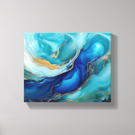 Stille Abstrakte Ozeankunst in Kobalt & Aquamarin Leinwanddruck