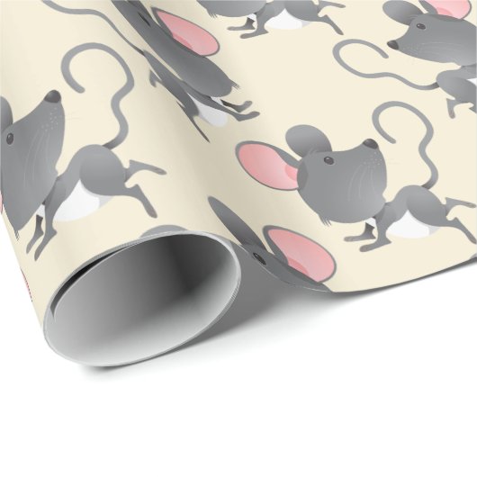 Stille als Maus-Süße Tier-Muster Geschenkpapier (Rolleneckpunkt)