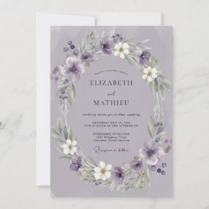 Stille Amethyst-Kranz-Hochzeit Einladung