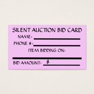 Stille Auktions-Angebot-Karte