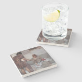 Stille Begrüßung (von Lawrence Alma-Tadema) Steinuntersetzer (Seitenansicht)