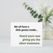 Stille Behandlung Postkarte (Stehend Vorderseite)