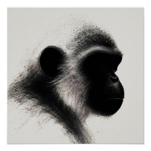 Stille Beobachter-Primate-Kohle-Studie Poster (Vorderseite)