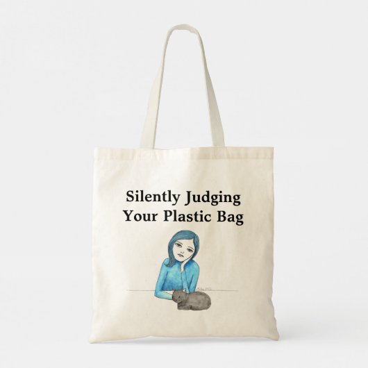 Stille Beurteilung plastischer Funny Environmental Tragetasche (Rückseite)