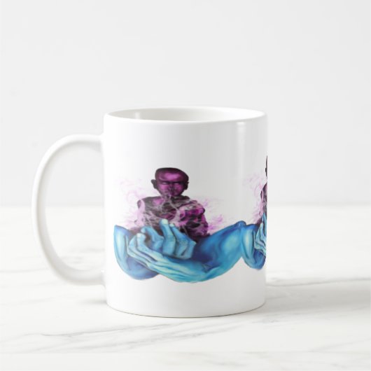 Stille, blaue Hände Kaffeetasse (Links)