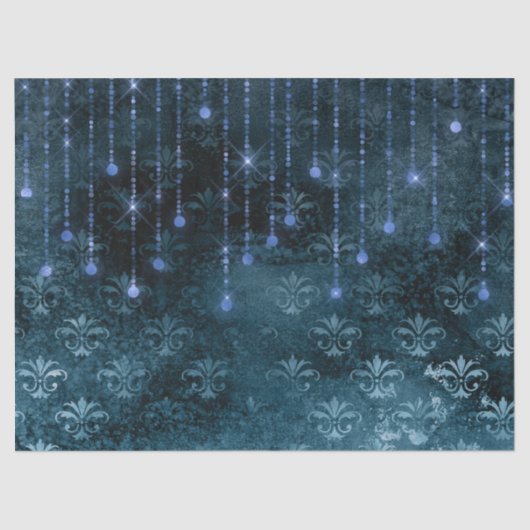 Stille Blume und Lichter auf blauem Dekor Seidenpapier (Vorderseite)