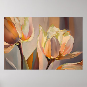 Stille Blüte – Abstrakte Tulpen in sanftem Gold Poster