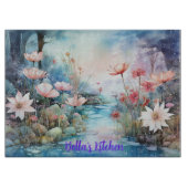 Stille Blüten: Personalisierte Wildblumen Glas Schneidebrett (Vorderseite)