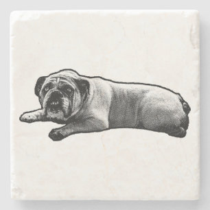 Stille Bulldog Pause Steinuntersetzer