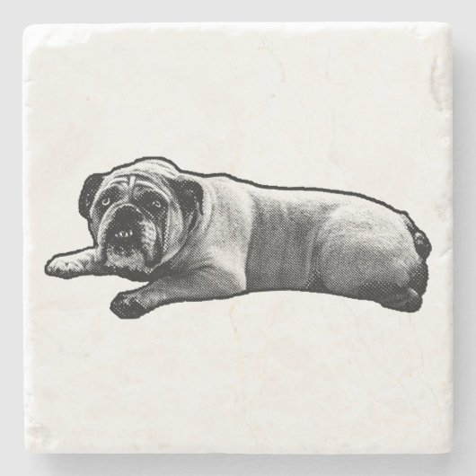 Stille Bulldog Pause Steinuntersetzer (Vorderseite)