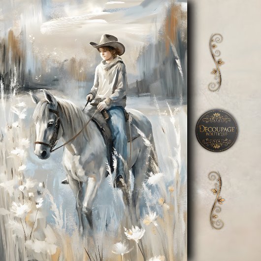 Stille Cowboy-Träume Decoupage Seidenpapier