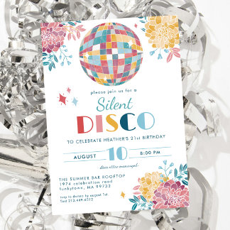 Stille Disco Party 70's Thema Geburtstagsfeier Ein Einladung