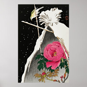 Stille Elegance: Siberisches Bluechat & Peony Poster