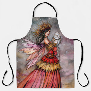 Stille Ember Fee und Eulen Fantasy-Kunst Schürze