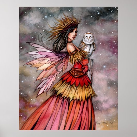 Stille Emberfee und Eulen-Fantasy-Kunst Poster (Vorne)