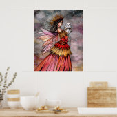 Stille Emberfee und Eulen-Fantasy-Kunst Poster (Küche)
