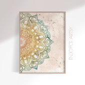 Stille, farbenfrohe und goldene mandala spirituell poster