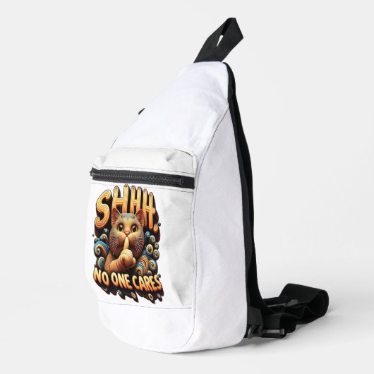 Stille Feline Elegance Shhh Niemand kümmert sich Crossbody Bag (Rechte Ecke)