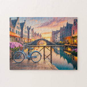 Stille Flusskunst mit Fahrrad Foto Puzzles Amerste