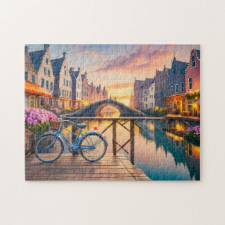 Stille Flusskunst mit Fahrrad Foto Puzzles Amerste