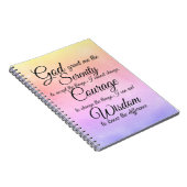 Stille Gebet auf einem mehrfarbigen Notizbuch Notizblock (Rechte Seite)