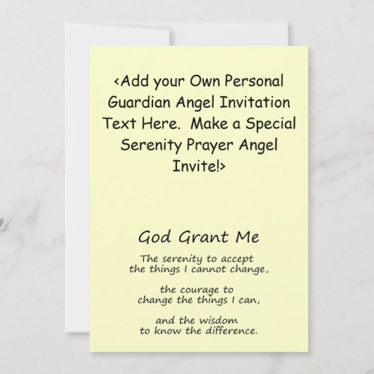 Stille Gebet Engel Art Einladung oder Einladung (Rückseite)