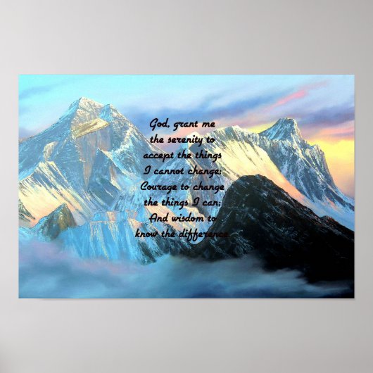 Stille Gebet mit Panoramablick Mount Everest Poster (Vorne)