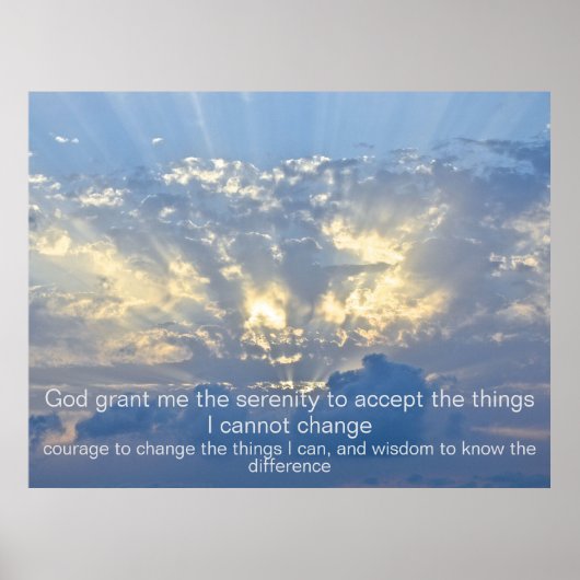 Stille Gebet - Wolken im Himmel mit Sonnenstrahlen Poster (Vorne)