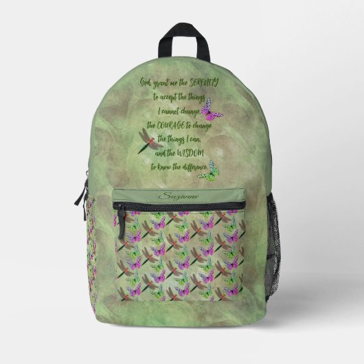 Stille Gebete Schmetterling Inspiration Bedruckter Rucksack (Vorderseite)