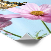 Stille Gebete: Schmetterlinge, rosa Blume, Streng Poster (Ecke)