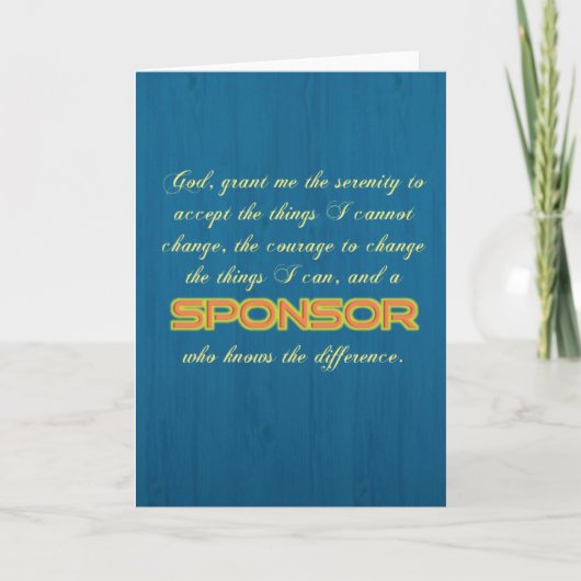 'Stille Gebete/Sponsor' Funny Sobriety Card Karte (Vorderseite)