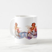 Stille Gedanken blaue Hände Kaffee Tasse (Vorderseite Links)