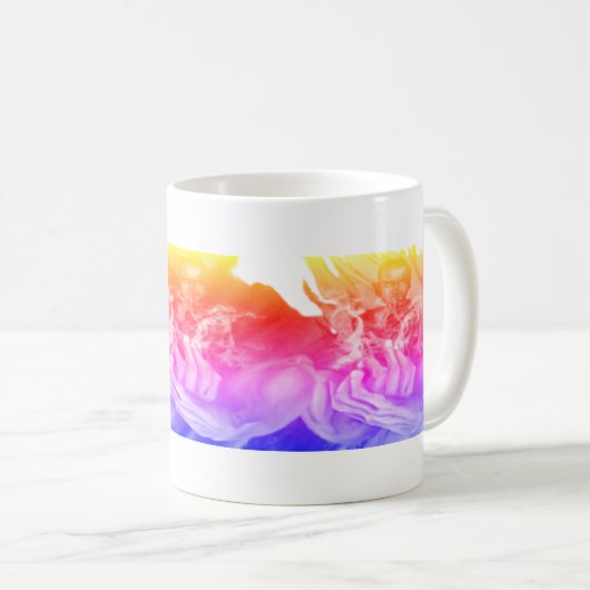 Stille Gedanken blaue Hände Kaffee Tasse (VorderseiteRechts)