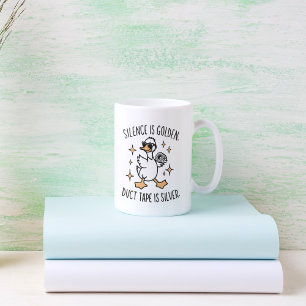 Stille ist golden, Farbband ist silber Kaffeetasse