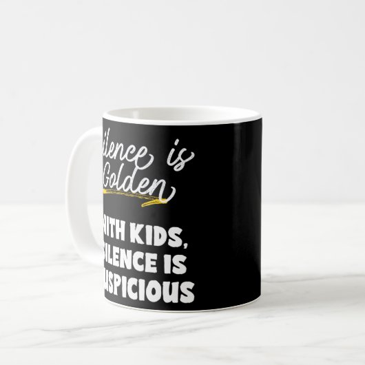 Stille ist Golden Kids Suspicious Meme für Mamas u Kaffeetasse (Vorderseite Links)