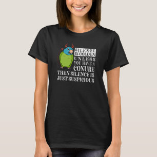 Stille ist Goldener Papagei I Blauer Krönung T-Shirt