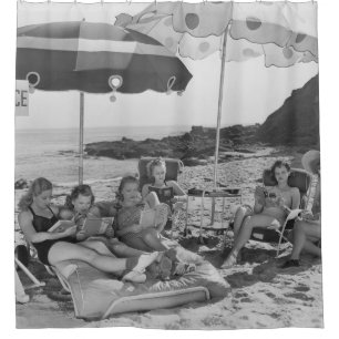 Stille ist goldener Strand, Vintag, Retro, Buch, P Duschvorhang
