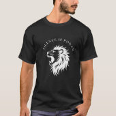 Stille ist Power - Minimaler Lion Logo Brust Print T-Shirt (Vorderseite)
