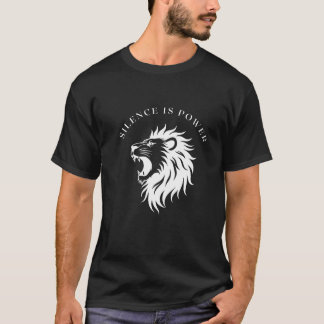Stille ist Power - Minimaler Lion Logo Brust Print T-Shirt