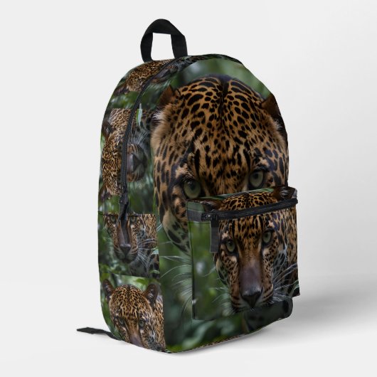 "Stille Jäger: Der Jaguar stalks the Forest" Bedruckter Rucksack (Rückseitige Ecke links)