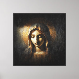 Stille Jungfrau Maria im goldenen Licht Leinwanddruck
