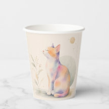 Stille Katze im Mondlicht – Aquarell Pappbecher