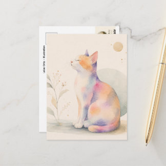 Stille Katze im Mondlicht – Aquarell Postkarte