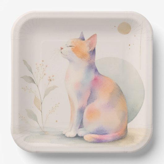 Stille Katze im Mondlicht Pappteller (Vorderseite)
